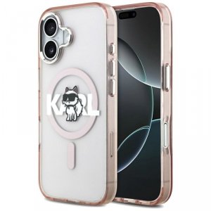 Etui Karl Lagerfeld IML Choupette Sketch Logo MagSafe do iPhone 17 różowy 