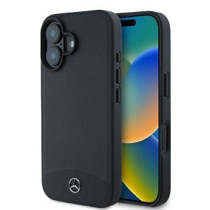 Mercedes MEHMP16S23RBARK iPhone16 6.1 czarny/black hardcase Textured And Plain Leather MagSafe