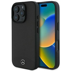 Mercedes MEHMP16L23RBARK iPhone 16 Pro 6.3 czarny/black hardcase Textured And Plain Leather MagSafe
