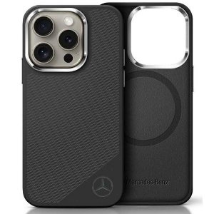 Mercedes MEHMP16L23SUGDK iPhone 16 Pro   6.3 czarny/black hardcase Silicone Tonal Logo Wood Pattern MagSafe