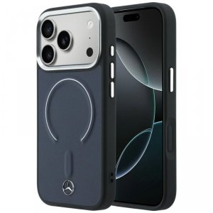 Etui Mercedes Leather 3D MagSafe do      iPhone 17 Pro granatowy