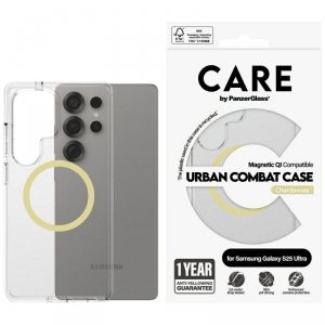 Etui CARE by PanzerGlass Flagship Urban  Combat Chardonnay QI do Samsung Galaxy S25 Ultra przezroczysty