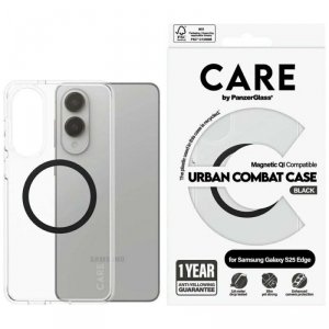 Etui CARE by PanzerGlass Flagship Urban  Combat Black QI do Samsung Galaxy S25 Edge przezroczysty