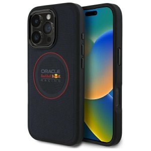 Red Bull RBHMP16X24PUILVR iPhone 16 Pro  Max 6.9 hardcase granatowy/navy Leather Red Ring MagSafe