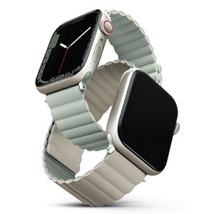 UNIQ pasek Revix Apple Watch Series 4/5/6/7/8/SE/SE2/Ultra 42/44/45mm. Reversible Magnetic szałwia-beżowy/sage-beige