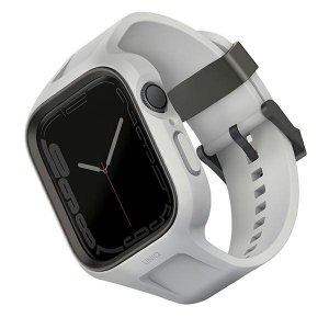 UNIQ pasek Monos 2in1 Apple Watch Strap+ Case Series 4/5/6/7/8/9/SE/SE2 44/45mm. szary/chalk grey