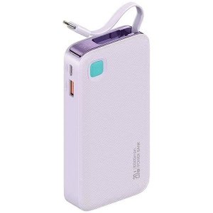USAMS Powerbank ze zwijanym kablem USB-CRetractable 10000 mAh PD 20W Fast Charge XY Series fioletowy/purple 10KCD22403 (US-CD224