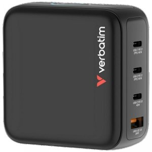Ładowarka sieciowa Verbatim Mini GaN     140W 3xUSB-C PD/1x USB-A QC adapter UE/UK/USA czarny 30240