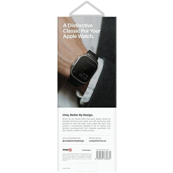 UNIQ pasek Osta Apple Watch 42/44/45/ 49mm Series 1/2/3/4/5/6/7/8/9/10/SE/SE2/Ultra/Ultra 2 Stainless Steel czarny/midnight b