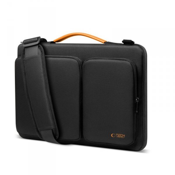 Pancerna Torba Tech-Protect Defender do Laptopa 13 14 cali Wodoodporna (MacBook NEO, Pro, Air 13") Black/Orange