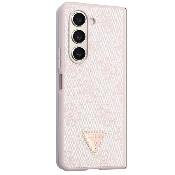 Guess GUHCZFD5P4TDPP F946 Z Fold 5 różowy/pink hardcase Leather 4G Triangle Strass