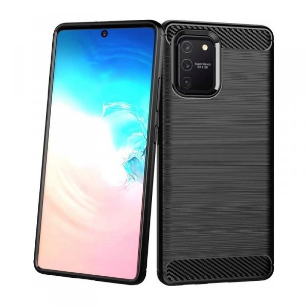 Carbon Case etui do Samsung Galaxy S10 Lite - elastyczny silikonowy karbonowy pokrowiec czarne