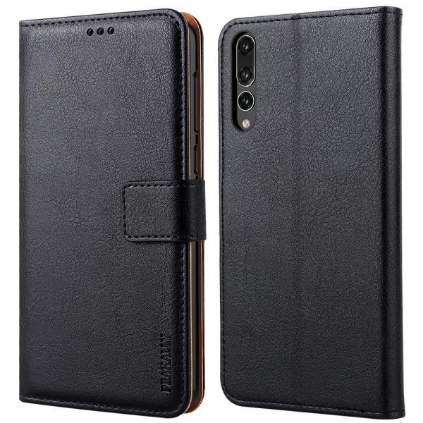Peakally Etui Premium PU Leather Flip Wallet Case Cover do Huawei P20 Pro 6.1&quot; (czarny)