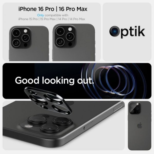 OSŁONA APARATU SPIGEN OPTIK.TR CAMERA PROTECTOR 2-PACK IPHONE 14 PRO / PRO MAX / 15 PRO / PRO MAX BLACK