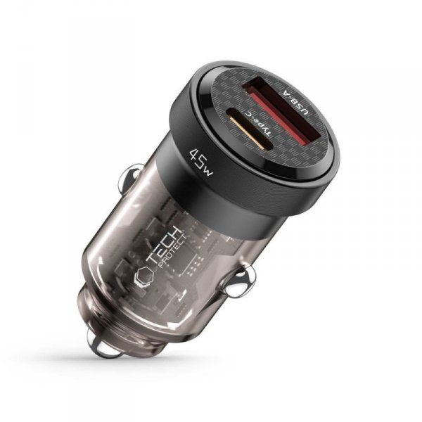 ŁADOWARKA SAMOCHODOWA TECH-PROTECT  CC45W 2-PORT CAR CHARGER PD45W/QC3.0 BLACK