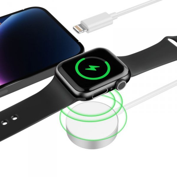 TECH-PROTECT ULTRABOOST 2IN1 MAGNETIC CHARGING KABEL  & LIGHTNING 150CM APPLE WATCH WHITE