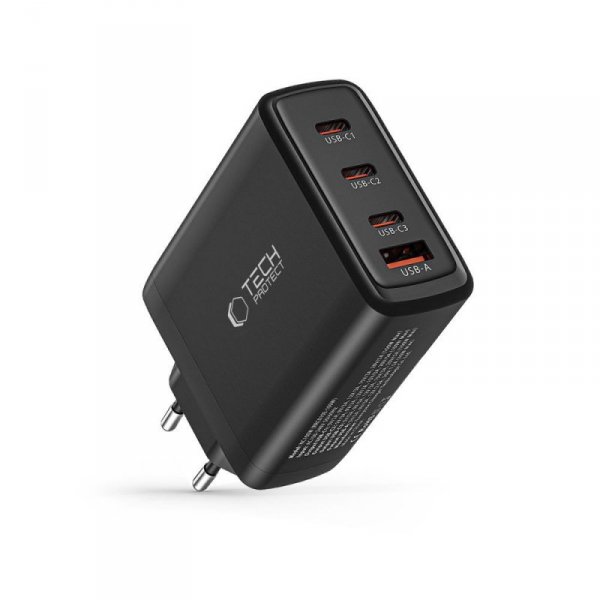 TECH-PROTECT NC100W-GAN 4-PORT ŁADOWARKA SIECIOWA  PD100W/QC3.0 BLACK