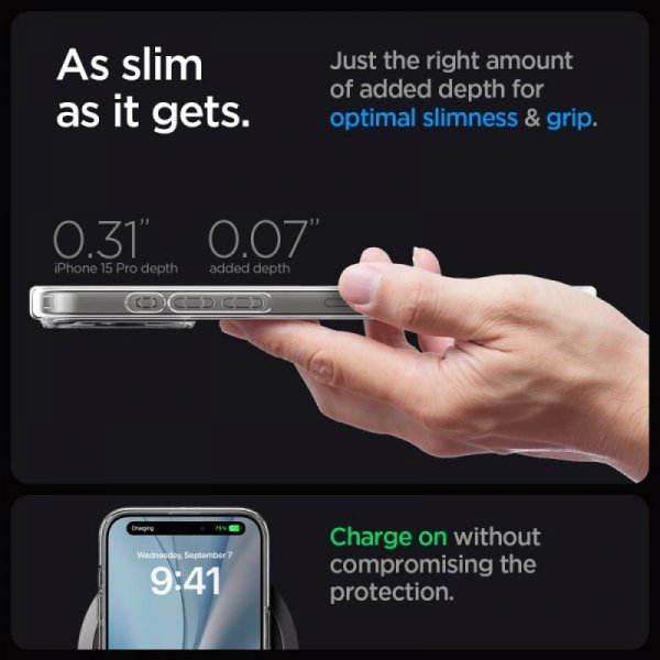 ETUI SPIGEN  ULTRA HYBRID MAG MAGSAFE IPHONE 15 PRO FROST BLACK