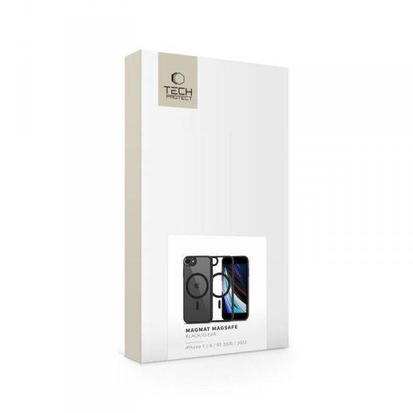 ETUI PLECKI CASE NAKŁADKA TECH-PROTECT  MAGMAT MAGSAFE IPHONE 7 / 8 / SE 2020 / 2022 BLACK/CLEAR