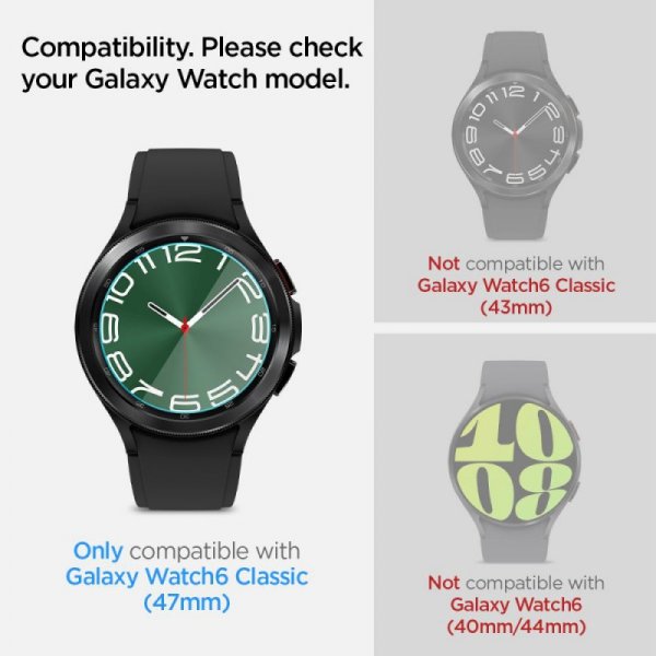 SZKŁO HARTOWANE SPIGEN GLAS.TR ”EZ-FIT” 2-PACK GALAXY WATCH 6 CLASSIC (47 MM) CLEAR