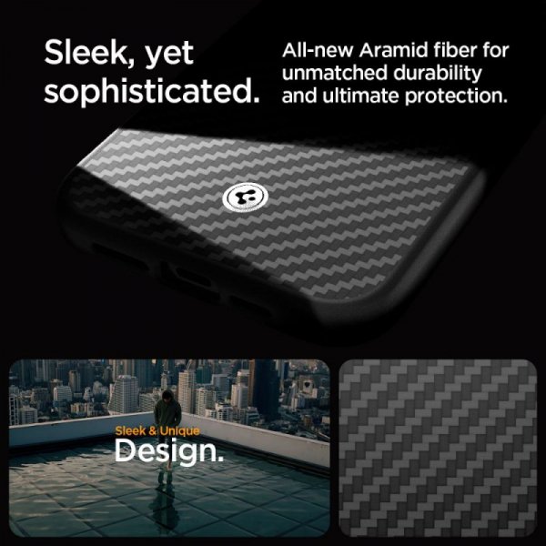 ETUI SPIGEN  ENZO ARAMID MAG MAGSAFE IPHONE 15 PRO MAX MATTE BLACK