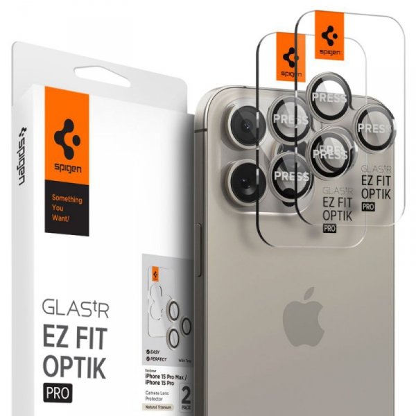 OSŁONA APARATU SPIGEN OPTIK PRO GLAS.TR ”EZ FIT” CAMERA PROTECTOR 2-PACK IPHONE 14 PRO / PRO MAX / 15 PRO / PRO MAX / 16 PRO / P