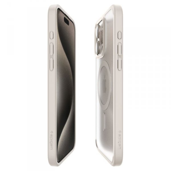 ETUI SPIGEN  ULTRA HYBRID MAG MAGSAFE IPHONE 15 PRO FROST NATURAL TITANIUM