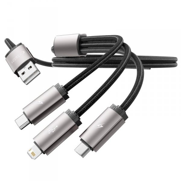 TECH-PROTECT ULTRABOOST 3IN1 LIGHTNING & TYPE-C & MICRO-USB KABEL  3.5A 100CM GREY