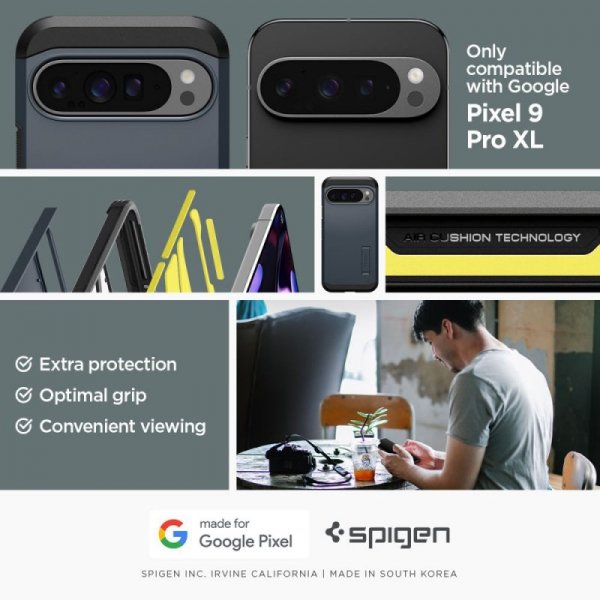 ETUI SPIGEN  TOUGH ARMOR GOOGLE PIXEL 9 PRO XL METAL SLATE