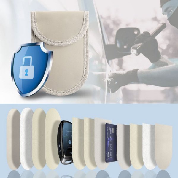 KLATKA FARADAYA ETUI TECH-PROTECT  KLR100 POUCH KEYLESS RFID SIGNAL BLOCKER CASE CAFFE LATTE