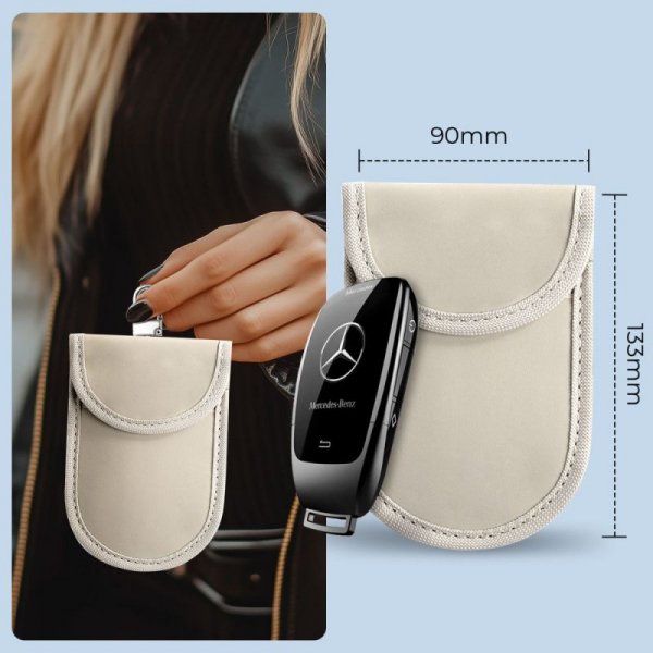 KLATKA FARADAYA ETUI TECH-PROTECT  KLR100 POUCH KEYLESS RFID SIGNAL BLOCKER CASE CAFFE LATTE