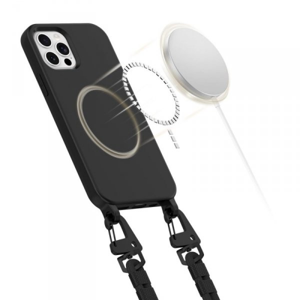 ETUI TECH-PROTECT  MAGNECKLACE MAGSAFE IPHONE 12 / 12 PRO BLACK