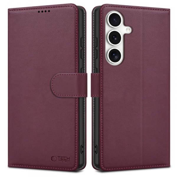 OTWIERANE KSIĄŻKOWE ETUI FUTERAŁ TECH-PROTECT  WALLET SAMSUNG GALAXY S25 MULBERRY