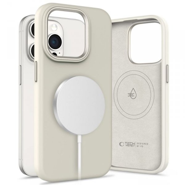 ETUI PLECKI CASE TECH-PROTECT  SILICONE PURE MAGSAFE IPHONE 15 PRO MAX COSMIC LATTE