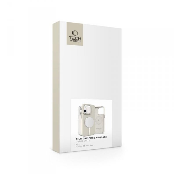 ETUI PLECKI CASE TECH-PROTECT  SILICONE PURE MAGSAFE IPHONE 15 PRO MAX COSMIC LATTE