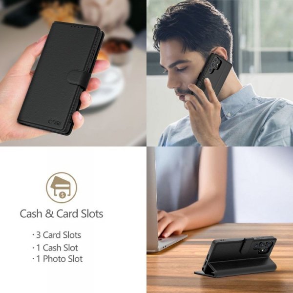 OTWIERANE KSIĄŻKOWE ETUI FUTERAŁ TECH-PROTECT  WALLET MOTOROLA MOTO G15 / G15 POWER MATTE BLACK