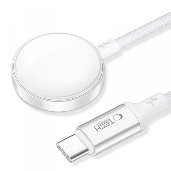 TECH-PROTECT MC02 ULTRABOOST ŁADOWARKA MAGNETYCZNA TYPE-C KABEL  100CM APPLE WATCH WHITE