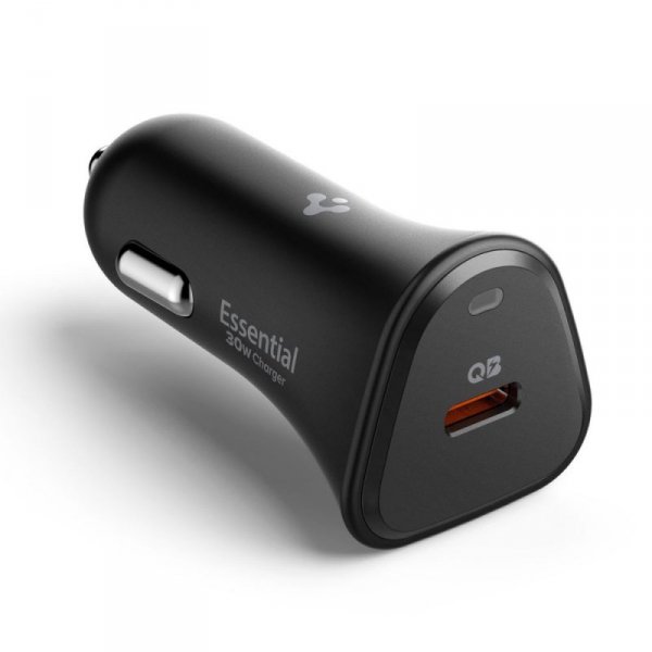 SPIGEN ESSENTIAL EV301 1-PORT CAR CHARGER 30W BLACK