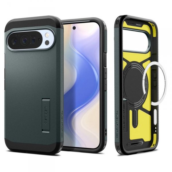 Pancerne Etui Spigen Tough Armor Mag do Google Pixel 10 Pro XL MagSafe – Zielone