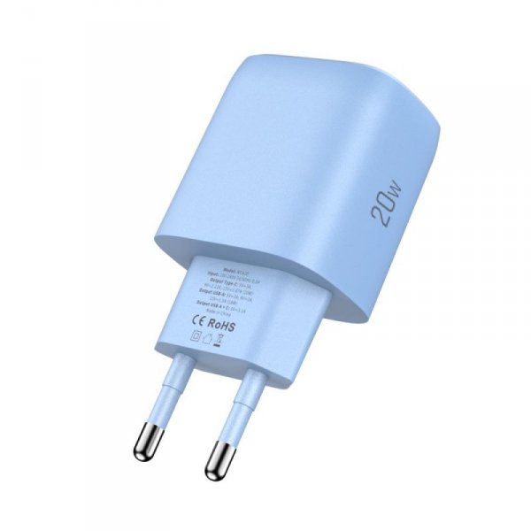 TECH-PROTECT NCA20 2-PORT NETWORK CHARGER PD 20W / QC3.0 BABY BLUE