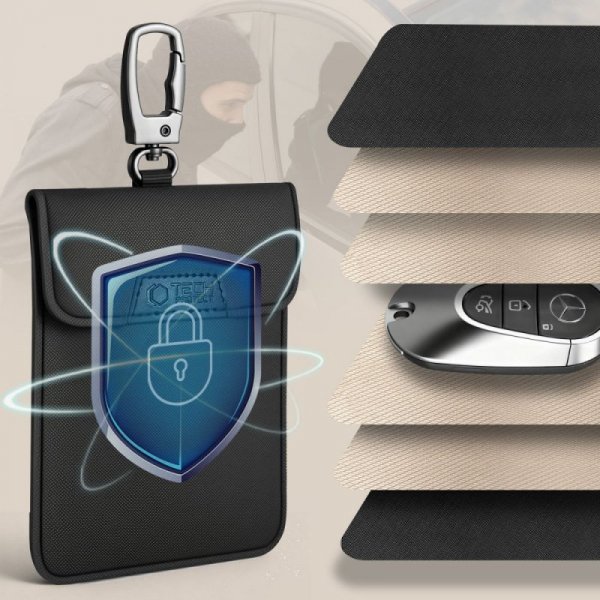 Klatka Faradaya Etui na Kluczyki SamochodoweTech-Protect KLR400 Etui Blokujące Sygnał RFID Keyless Black