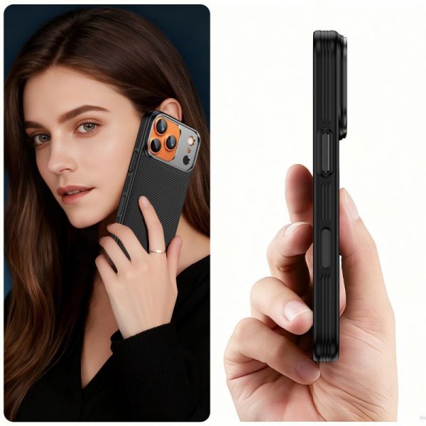 Tech-Protect Kevlar Aramid CC MagSafe – Pancerne Etui do iPhone 17 Pro Max – Black/Clear