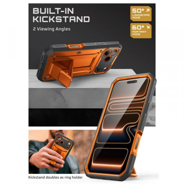 Supcase Unicorn Beetle Pro Etui Pancerne 360 do iPhone 17 Pro Max Koralowe + Klips