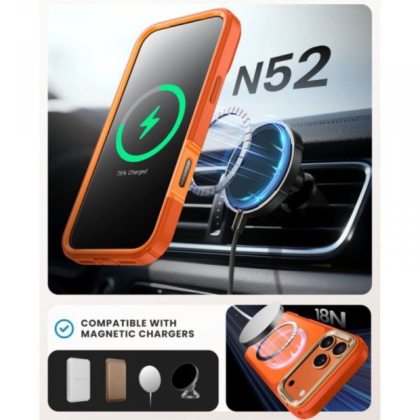 Supcase IBLSN Ares Flip Mag MagSafe Etui Pancerne do iPhone 17 Pro Max Koralowe