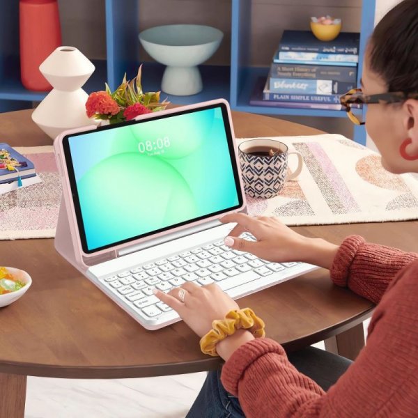 Etui z Klawiaturą Bluetooth i Miejscem na Rysik do Samsung Galaxy Tab A9 8.7 - Różowe