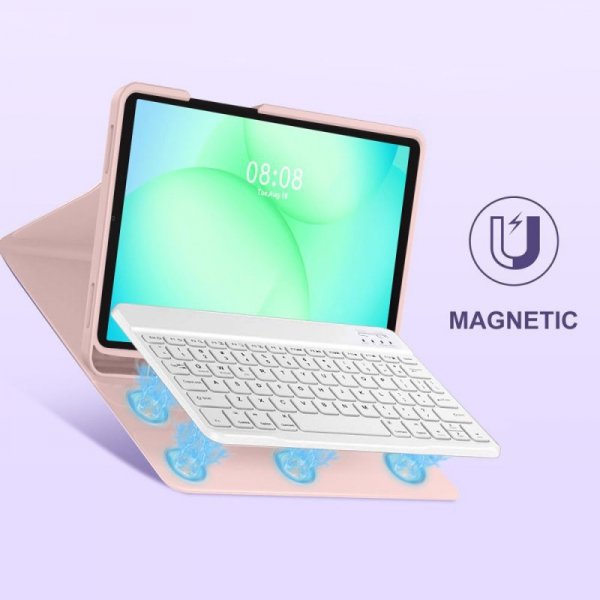 Etui z Klawiaturą i Miejscem na Rysik do Samsung Galaxy Tab A9+ / A11+ - Tech-Protect - Różowe