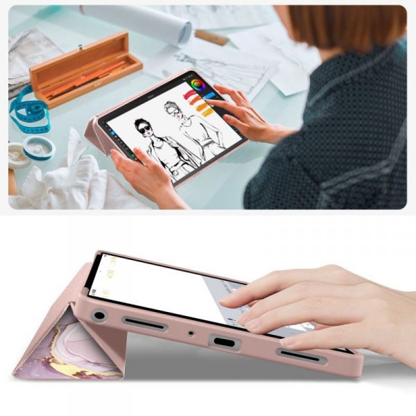 Etui we wzory do Samsung Galaxy Tab A9+ / A11+ - Tech-Protect SmartCase - Marmur (Marble)