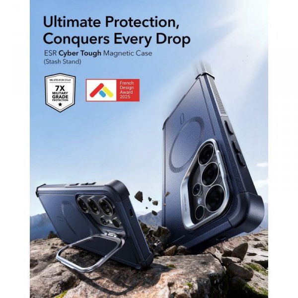 Etui MagSafe ESR Cyber Tough Samsung Galaxy S26 Ultra Case Pancerne z podstawką blue