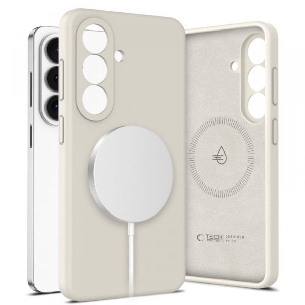 Silikonowe etui do Samsung Galaxy S26+ Plus MagSafe – Tech-Protect Silicone – Kremowe