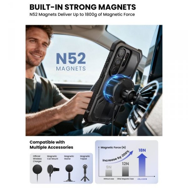 Etui pancerne z klipsem Supcase IBLSN Armorbox Clip MagSafe do Samsung Galaxy S26 Ultra – Black